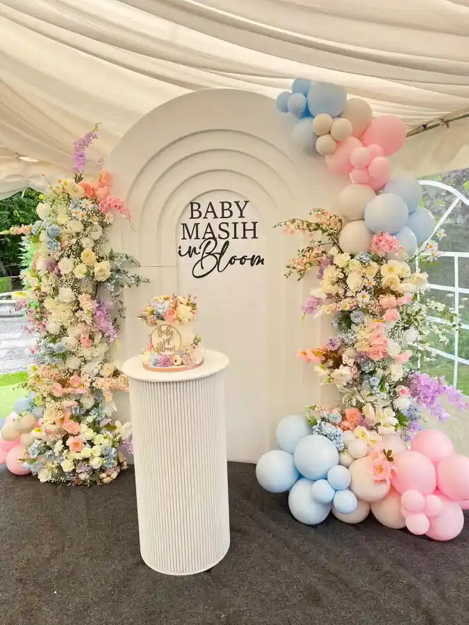 Pastel Archway Florals - A Sophisticated Baby in Bloom Focal Point