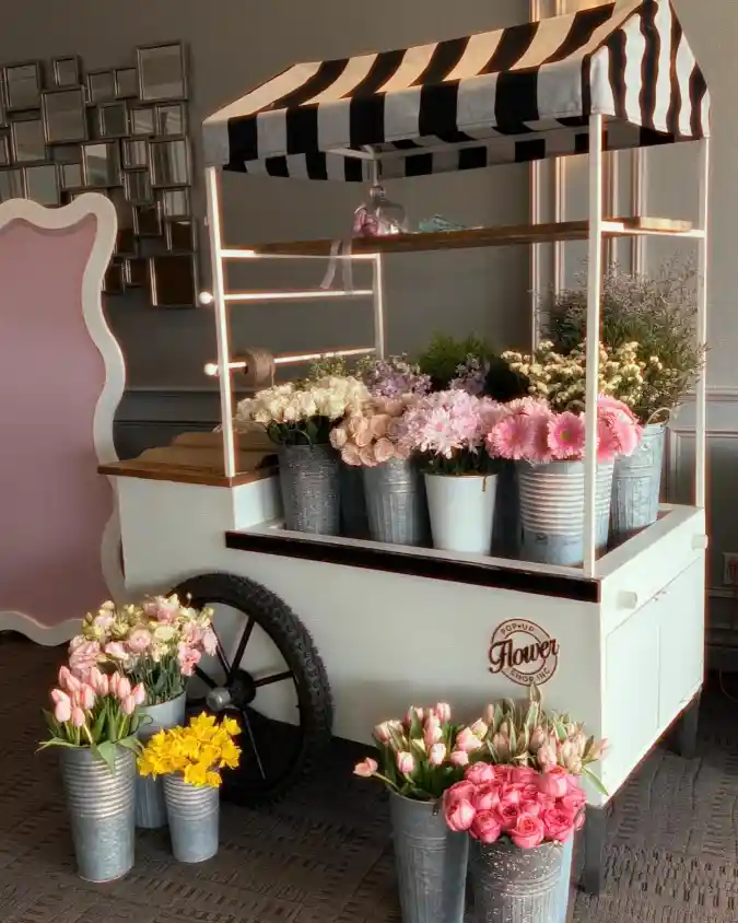 Pastel Petal Pushcart - Whimsical Vintage Flower Bar