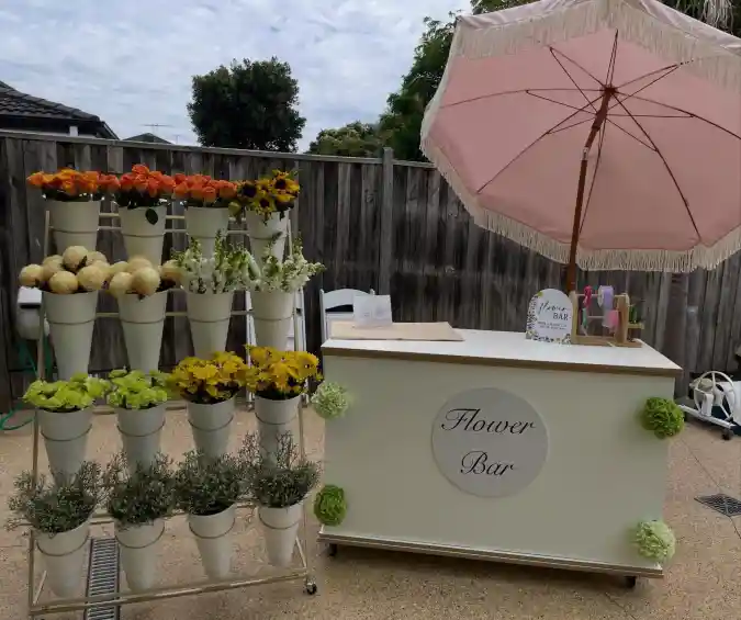 Pastel Petals & Parasols - The Ultimate Outdoor Garden Flower Bar