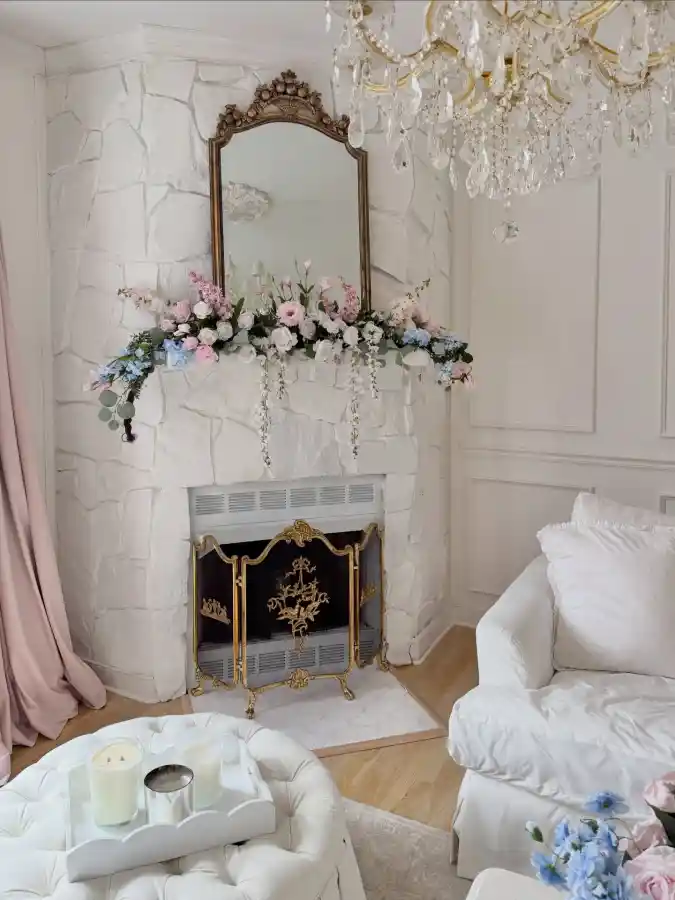 Pastel Regency Hearth - A Floral Spring Mantel Refresh