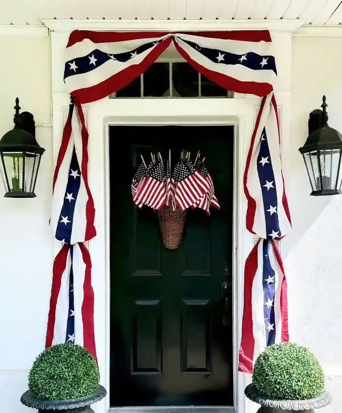 Patriotic Bunting and Basketry - Americana Front Door Elegance