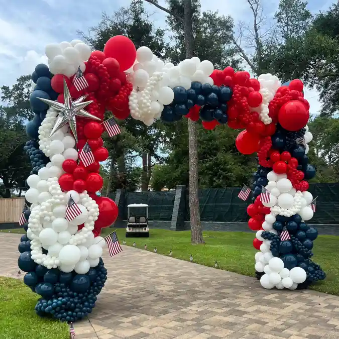Patriotic Grand Entrance - Red, White, and Blue Balloon Archway