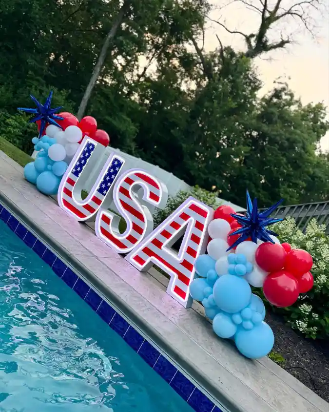 Patriotic Poolside Glow - 4th of July Decor with a Splash