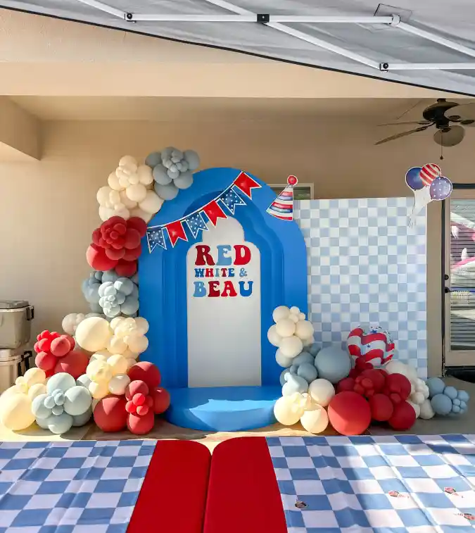 Patriotic Pop A Playful Archway - 4th of July Celebration Backdrop