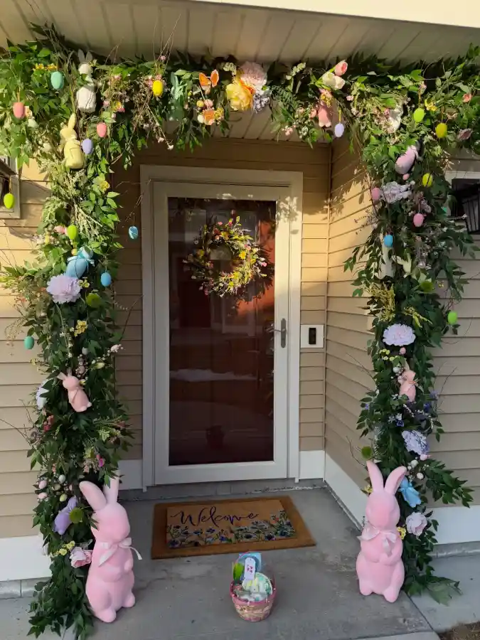 Peonies and Pastel Bunnies A Whimsical Archway for Spring Porch Decor