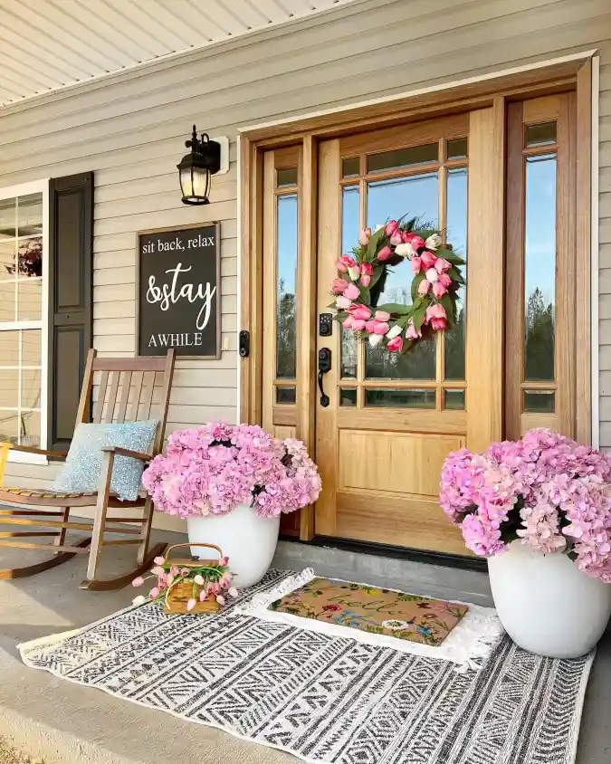 Petal-Perfect Entryway A Soft Pink Spring Porch Refresh