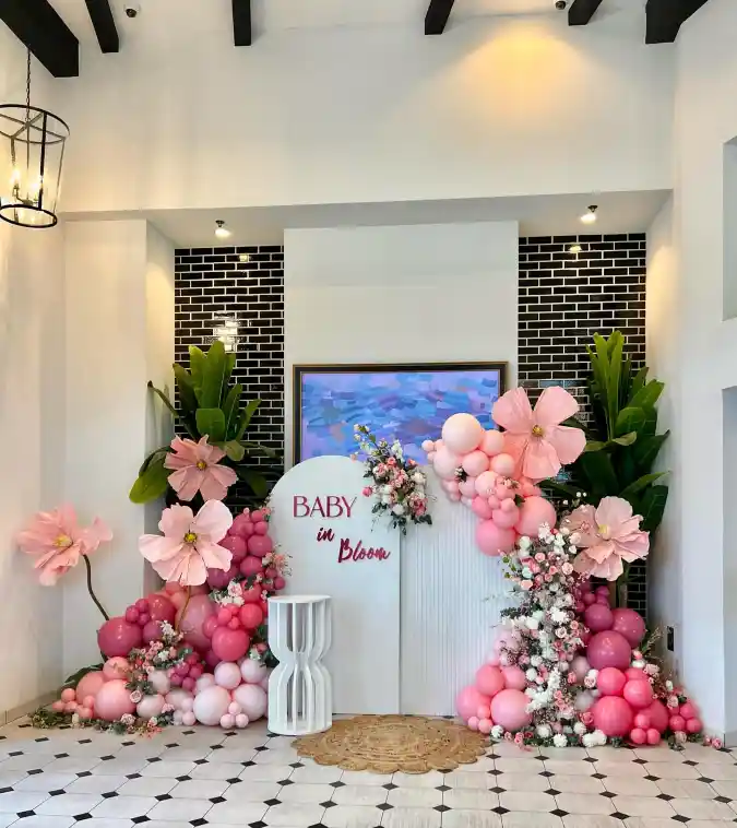 Petal-Perfect Pink - A Baby in Bloom Shower Backdrop