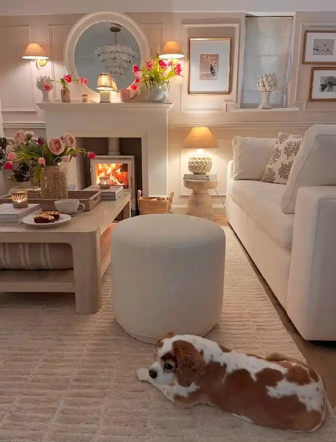 Petals and Warm Glows A Cozy Spring Living Room Refresh