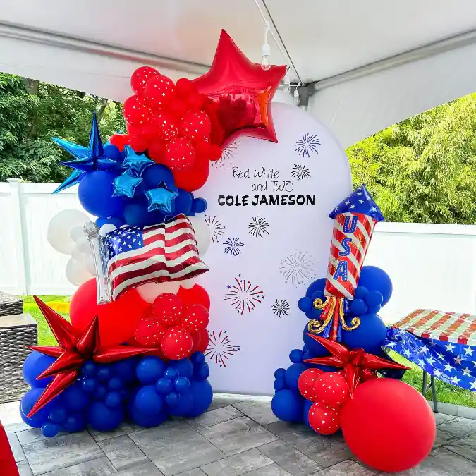 Red, White, and Two Patriotic Balloon Extravaganza - Easy 4th of July Decoration