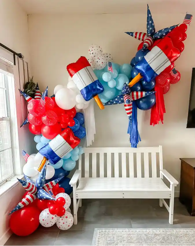 Rocket Pop Retro Splash - Red, White, and Blue Balloon Garland