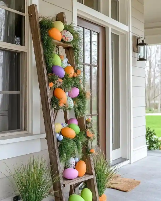 Rustic Pastel Cascade - Front Porch Easter Decor with a Vertical Twist
