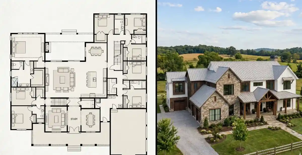 Rustic Stone and Siding Grandeur - A Seven-Bedroom Multi-Generational Masterpiece