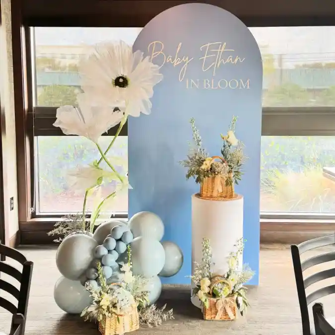Serene Sky & Wildflower Arch - A Modern Baby in Bloom Celebration