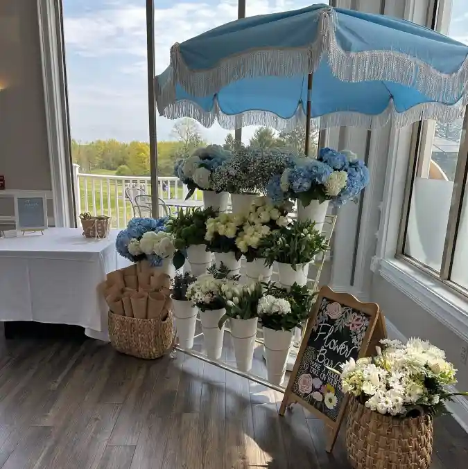 Sky Blue Serenity Bouquet Station - Flower Bar with a Coastal Breeze Perspective