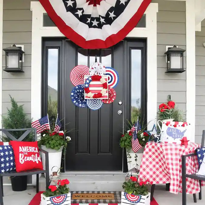 Star-Spangled Symphony A Bold Red, White, and Blue Front Porch - 4th of July Celebration