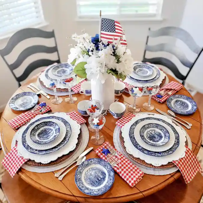 Stars, Stripes, and Stoneware A Patriotic Tablescape -  Easy 4th of July Decorations