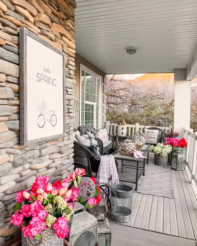 Stone-Clad Serenity - Spring Porch Refresh with Rustic Texture