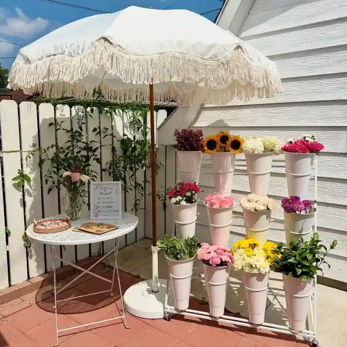 Sun-Drenched Scallops and Petals - A Vintage Garden Bloom Bar