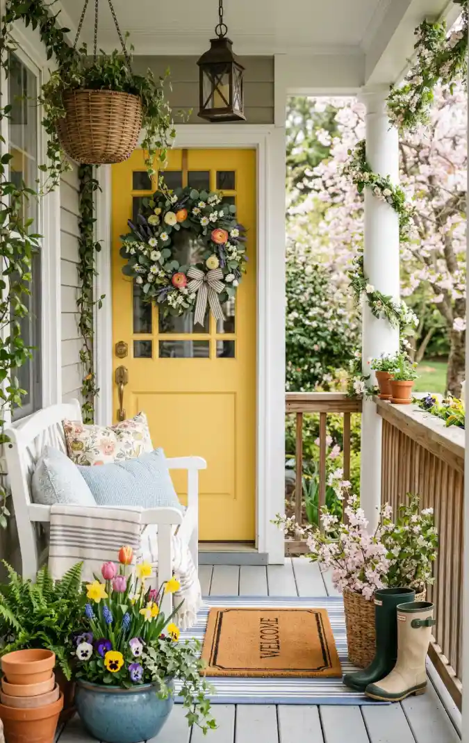 Sunshine Yellow Welcome - Spring Porch Decor with a Cheerful Twist