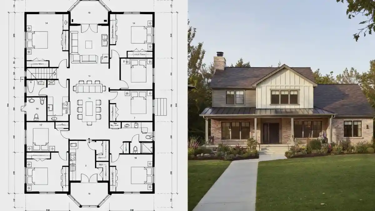 Symmetry and Stone The Grand White Gable Farmhouse