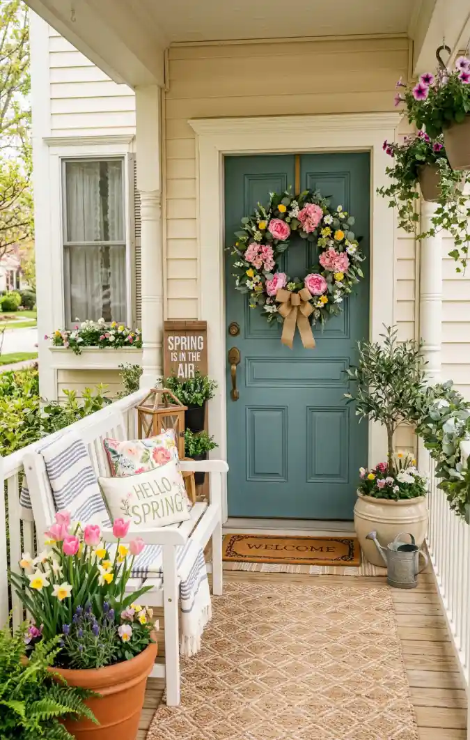 Teal & Tulips Transitional Entry - Refresh with a Pastel Palette