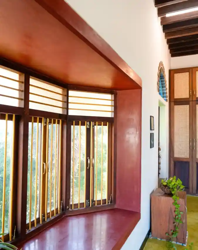 Terracotta Bay Window Nook — Small Space Architecture with Earthy Vibrance