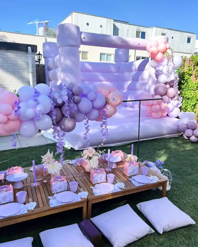 Whimsical Lavender Dreamscape - Spring Birthday Picnic with a Soft Bounce