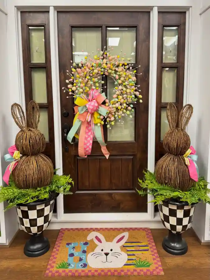 Whimsical Pastel Meadow Porch - Easter Greeting with a Rustic Twist