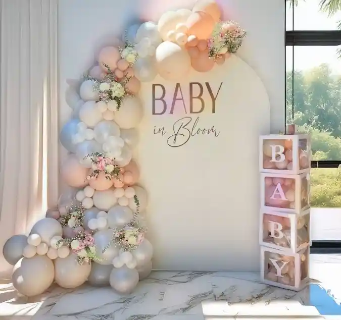 Whimsical Pastel Petals - Baby in Bloom Backdrop for a Dreamy Girl’s Shower