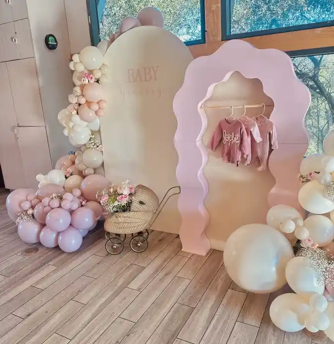 Whimsical Rose & Cream Garden - Baby in Bloom Celebration Backdrop