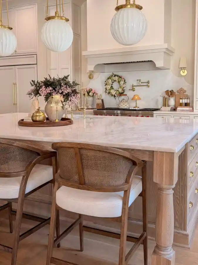 Whimsical Rose and Marble Kitchen - Spring Decor with a Fresh Perspective