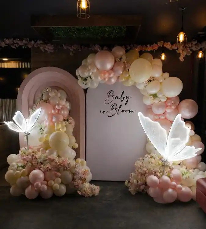 Whimsical Winged Garden - Baby in Bloom Backdrop with Ethereal Glow