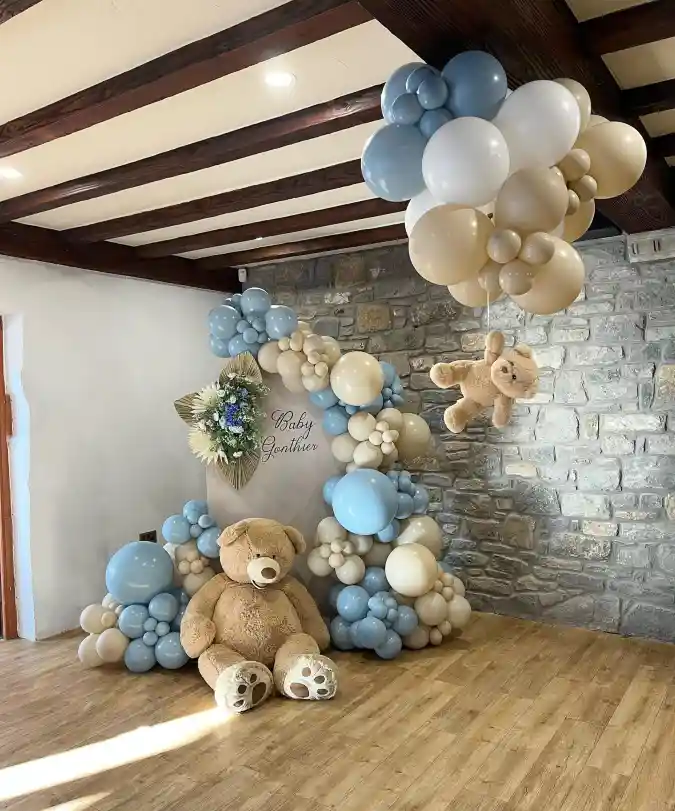 Whimsical Woodland Sky – Blue and Sand Balloon Scape