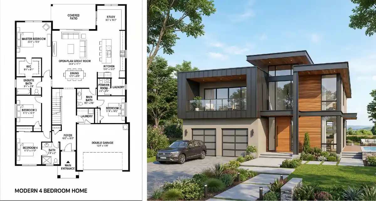 Wood-Slat Warmth Meets Industrial Edge — A Modern Masterclass in Curb Appeal