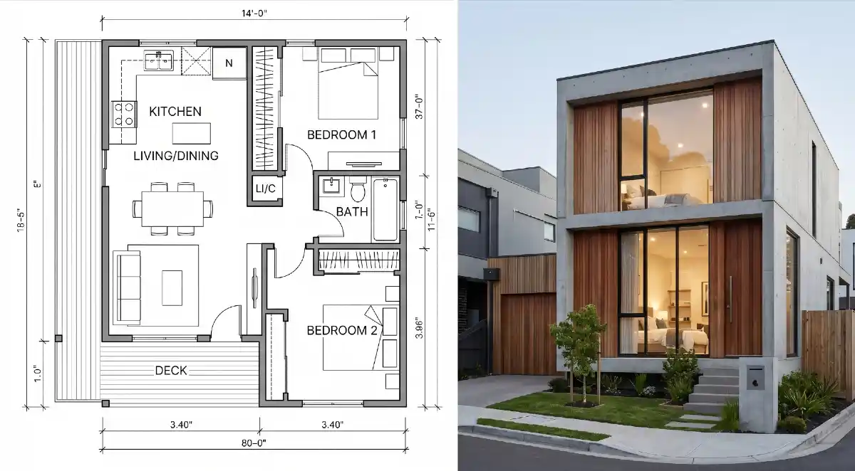 Architectural Alchemy Concrete Meets Cedar in a 2-Story 800 Sq Ft Footprint