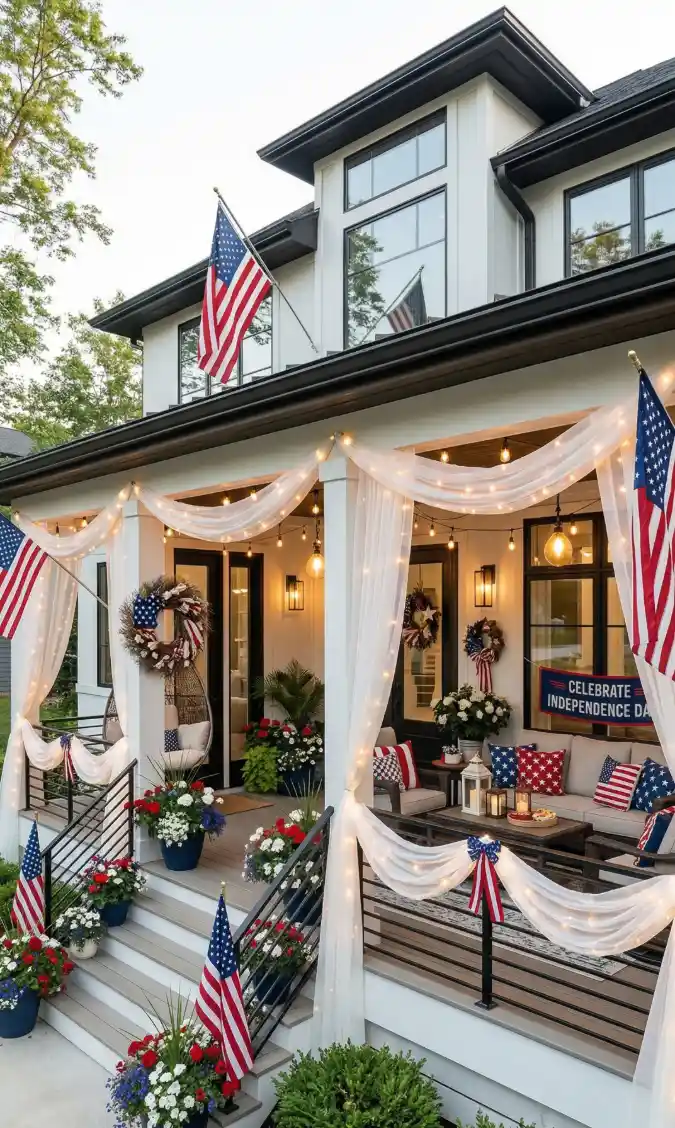 Star-Spangled Elegance Front Porch - 4th of July Front Porch Decoration