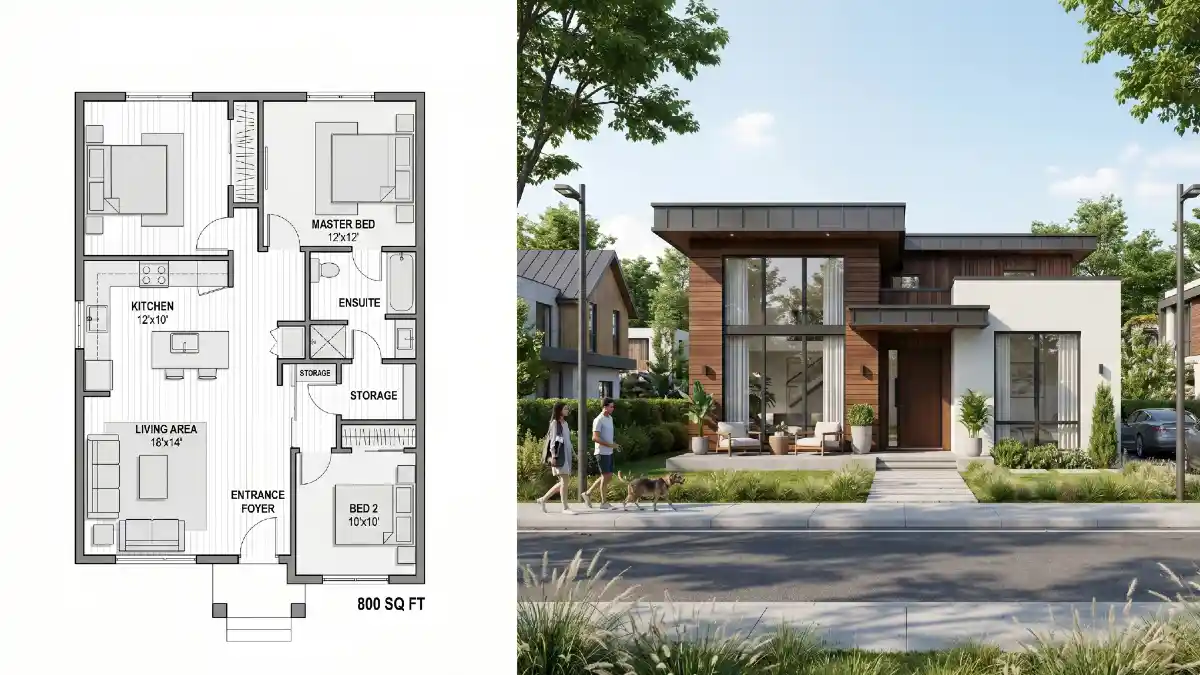 Warm Wood and Slate Modernity - 800 Sq Ft Masterclass in Compact Living
